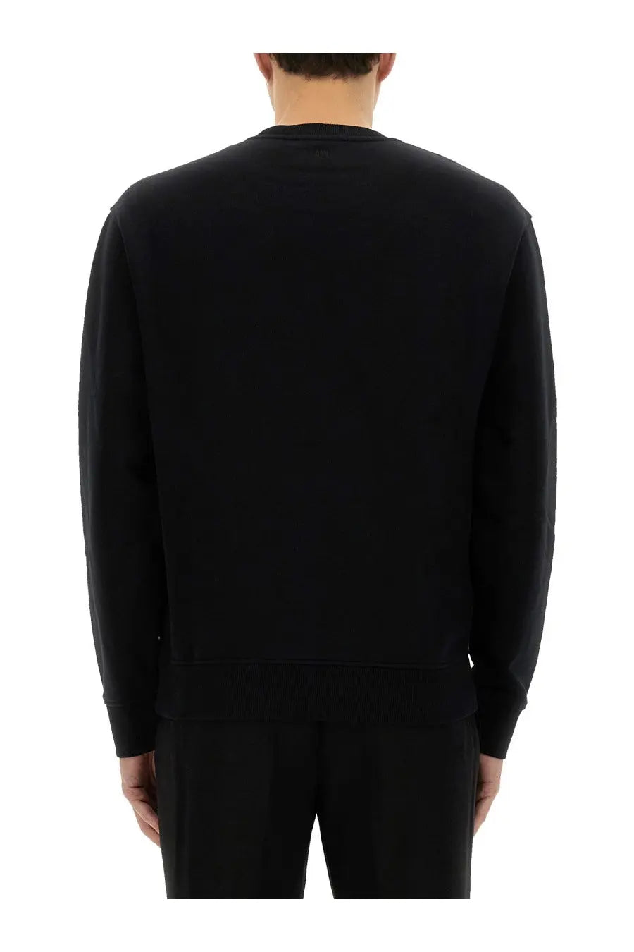 Ami paris women’s sweatshirt black crewneck with ribbed cuffs and hem in soft cotton blend fabric