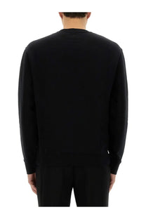 Ami paris women’s sweatshirt black crewneck with ribbed cuffs and hem in soft cotton blend fabric