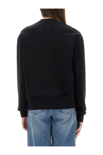 Ami Paris women’s black crewneck sweatshirt with ribbed cuffs and hem made from soft cotton blend
