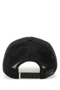 Amiri men’s cappello da baseball con black black mesh trucker hat with white plastic adjustable strap and brand label visible from back