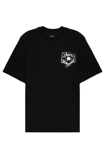 Black amiri men’s hollywood t-shirt with white amir 76 hollywood script logo on the chest