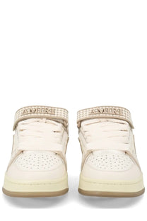 Cream-colored amiri men’s ma skyline high-top sneakers with perforated leather uppers and textured strap beige