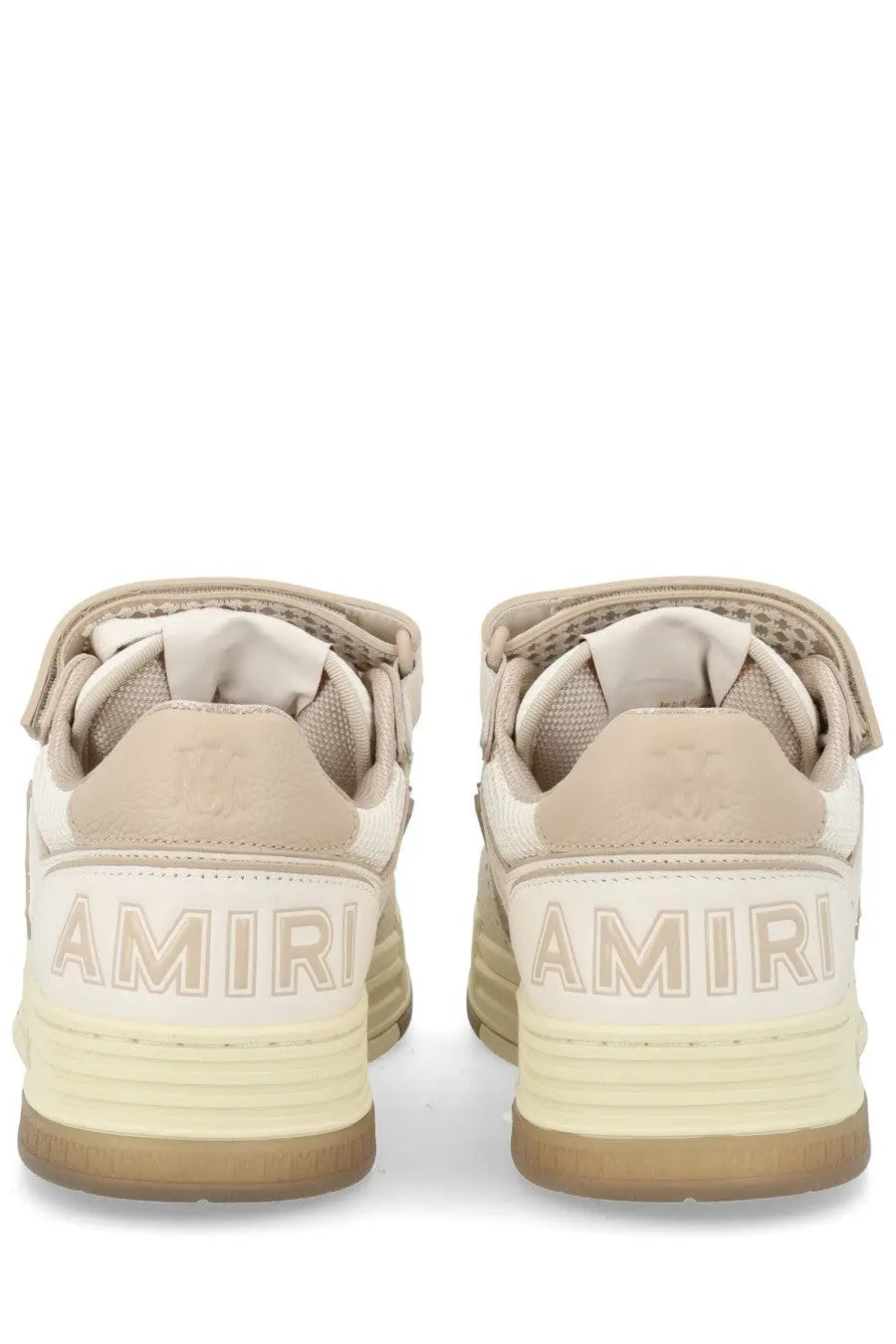 Amiri men’s ma skyline beige sneaker with chunky sole velcro straps and embroidered branding in beige and cream