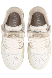 Amiri men’s ma skyline sneaker beige with white perforated uppers mesh accents and textured logo strap