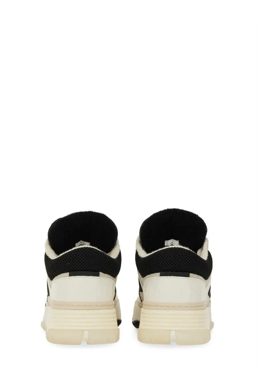 Amiri men’s sneaker ma black with black and cream chunky rubber sole mesh upper and visible stitching details