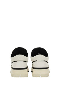 Amiri men’s sneaker MA white chunky platform sneaker with white and black mesh upper glossy plastic heel counter and rubber sole