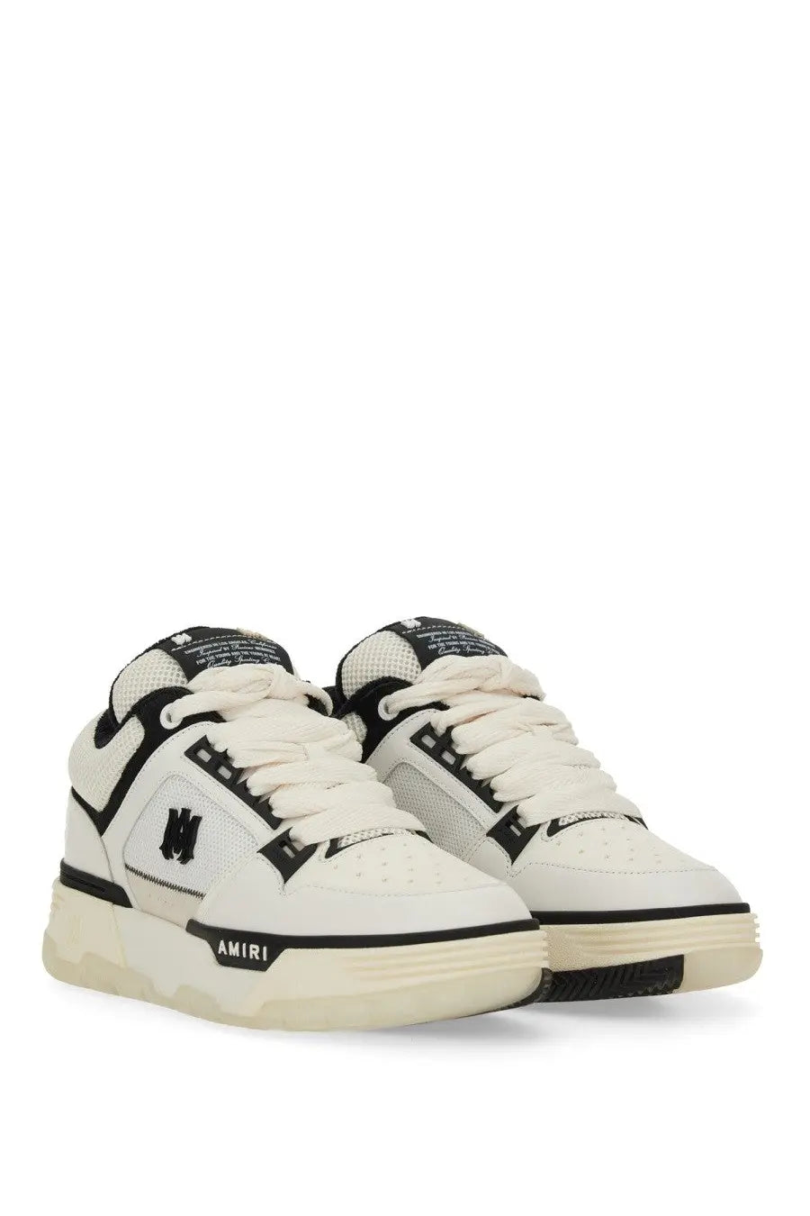 Amiri men’s sneaker ma white with white and black mesh upper and chunky sole for stylish casual wear