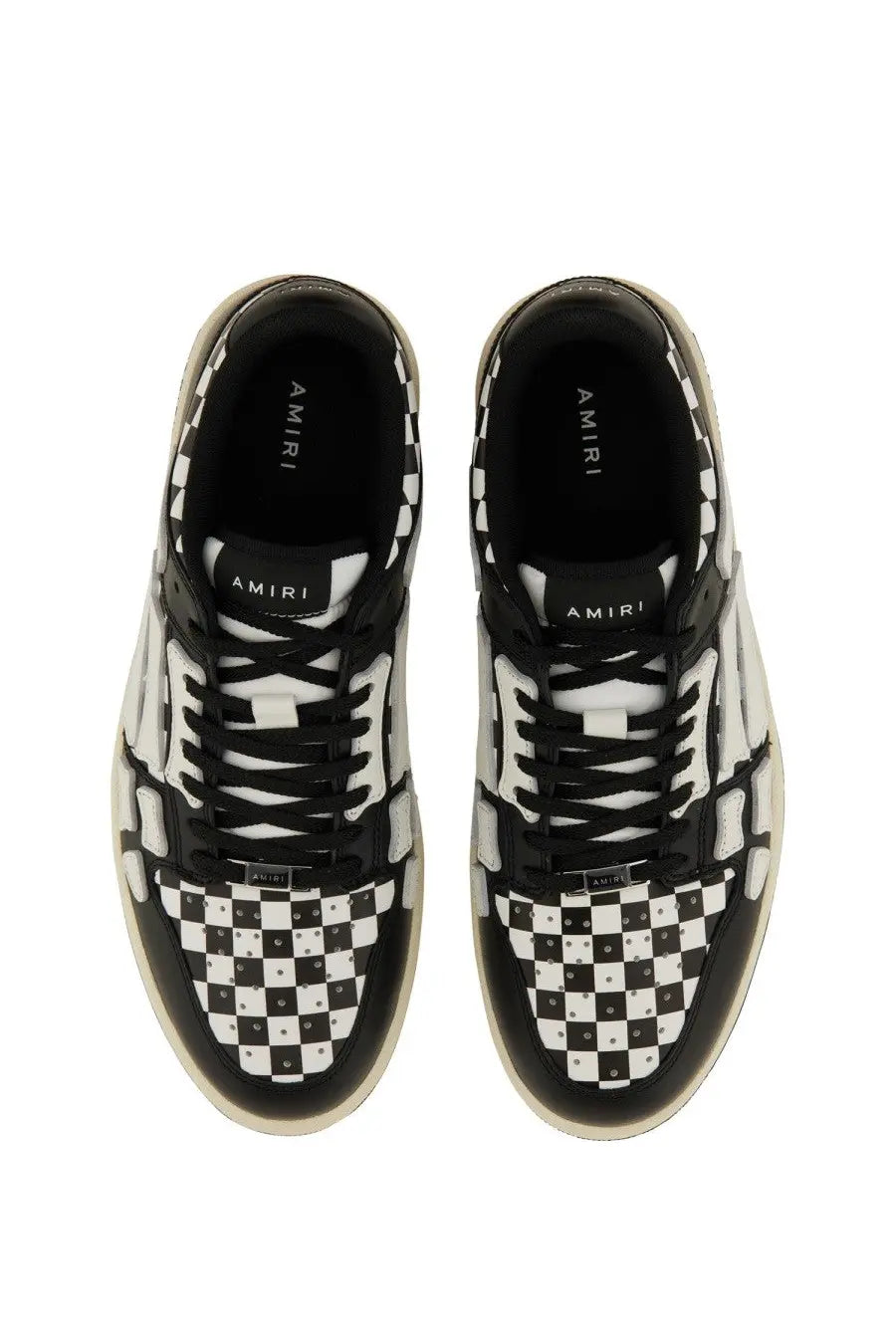 Amiri men’s sneaker skel black with black and white checkerboard pattern and sleek modern design