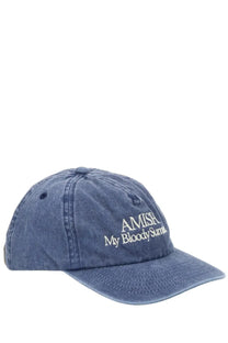 Blue denim baseball cap by amish supplies for men with white embroidered amish my bloody summer text