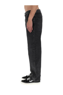 Amish supplies men’s jeans in denim black with straight-leg cut and classic five-pocket design in black denim