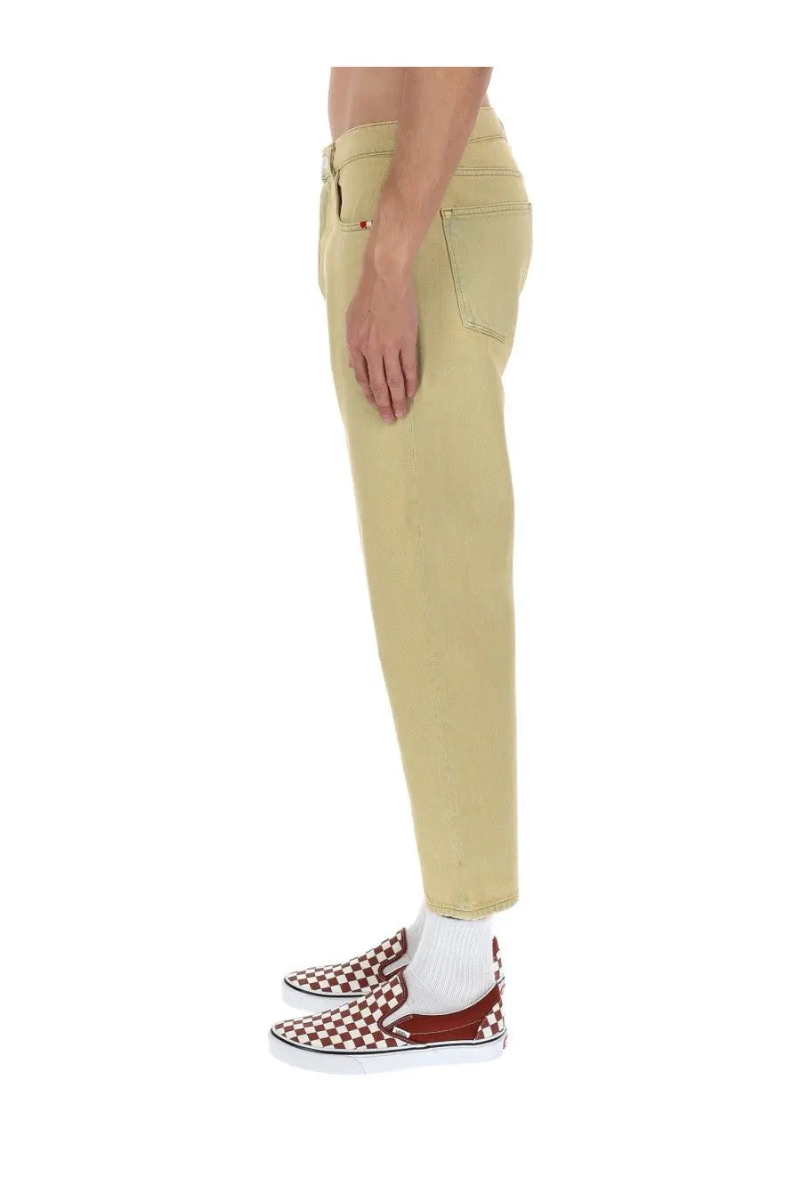 Amish supplies men’s jeans jeremiah harley beige straight-leg denim with five-pocket design and subtle thigh fading