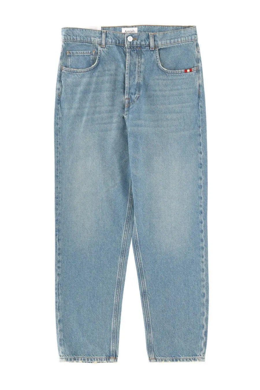 Amish Supplies men’s jeans Jeremiah sand stone blue light-wash denim with relaxed straight-leg cut and subtle fading