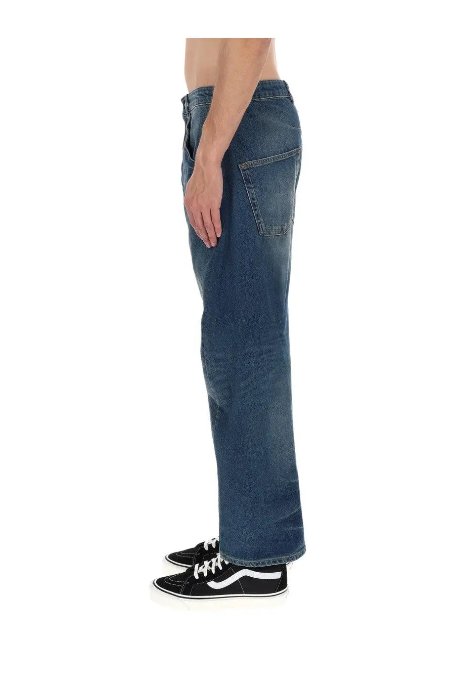 Amish Supplies men’s jeans twist slub blue dark blue denim with classic straight-leg cut and visible stitching details