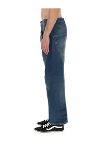 Amish Supplies men’s jeans twist slub blue dark blue denim with classic straight-leg cut and visible stitching details