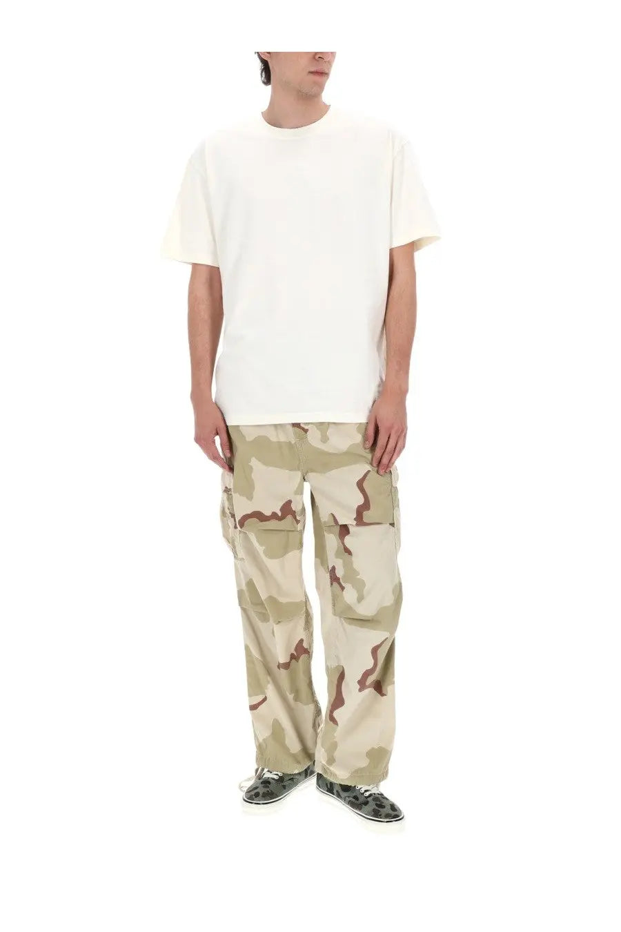 Amish supplies men’s pantalone cargo pants in beige and brown desert camouflage cotton with multiple pockets