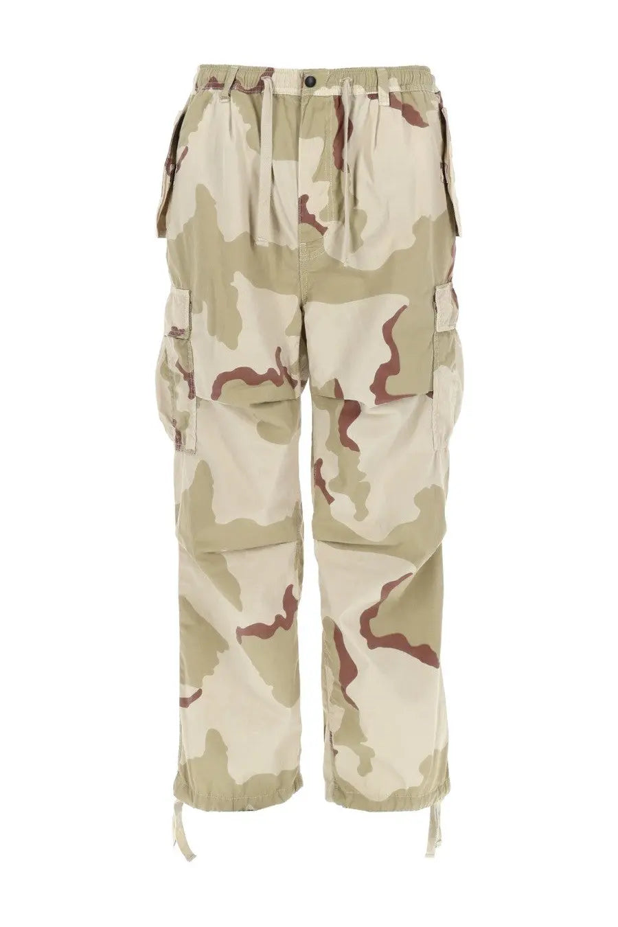Beige and brown desert camouflage cargo pants with multiple pockets for men made of cotton by amish supplies