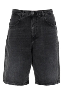 Amish supplies men’s shorts tommy black black denim shorts with faded texture and classic five-pocket design