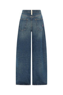 Amish Supplies women’s Danielle Michigan high-waisted wide-leg denim jeans in medium blue wash with subtle fading