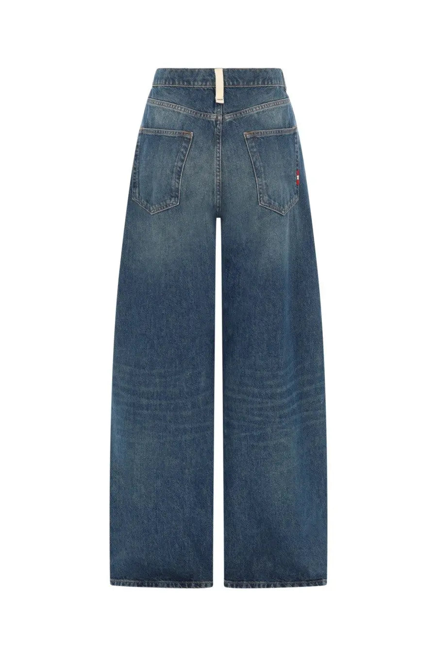 Amish supplies women’s Danielle Michigan jeans blue high-waisted wide-leg denim with subtle fading and stitching details