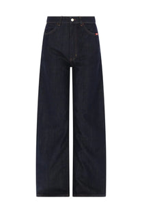 Dark indigo high waist straight leg denim trousers from amish supplies womens jeans linda blue collection