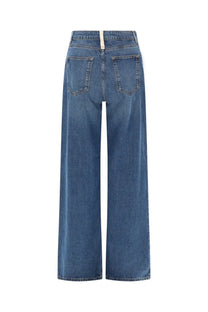 Back view of Amish supplies women’s jeans Linda blue high waist wide-leg denim pants with two back pockets