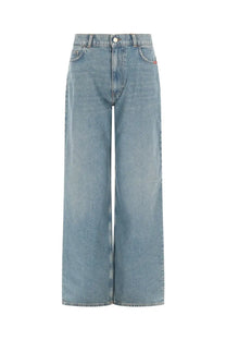Amish Supplies women’s sandy blue light-wash denim wide-leg jeans with high waist and classic five-pocket design