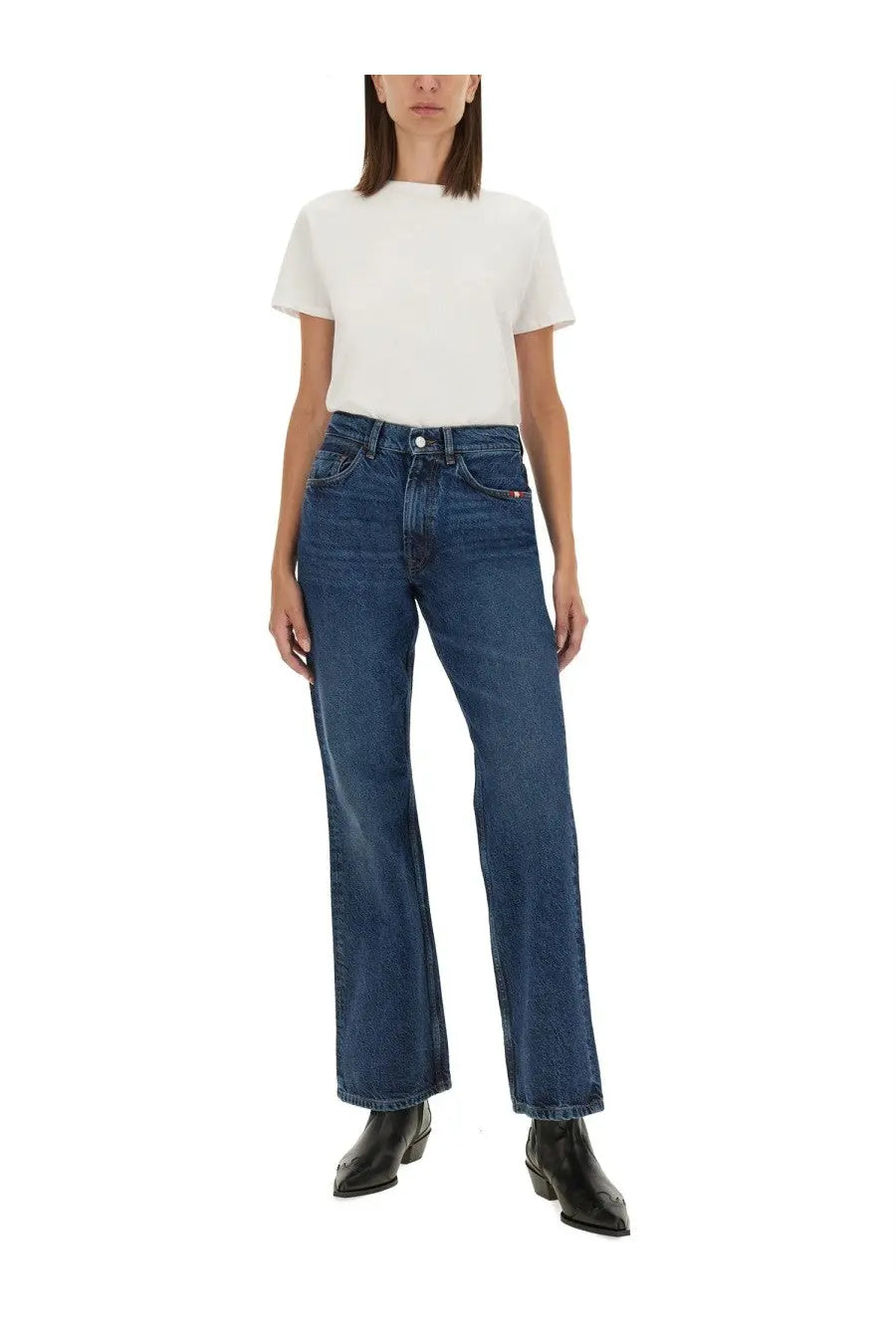 Amish supplies women’s Kendal jeans blue high-waisted straight-leg blue denim jeans with classic five-pocket design