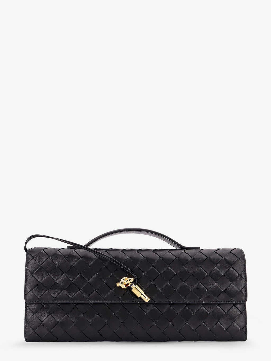 Bottega Veneta Women's Andiamo Leather Clutch Black