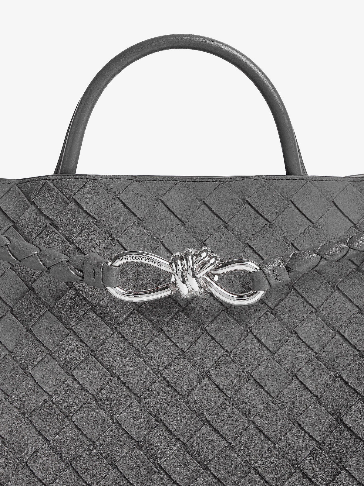 Bottega Veneta Women's Andiamo Medium Suede Handbag Grey, view 5