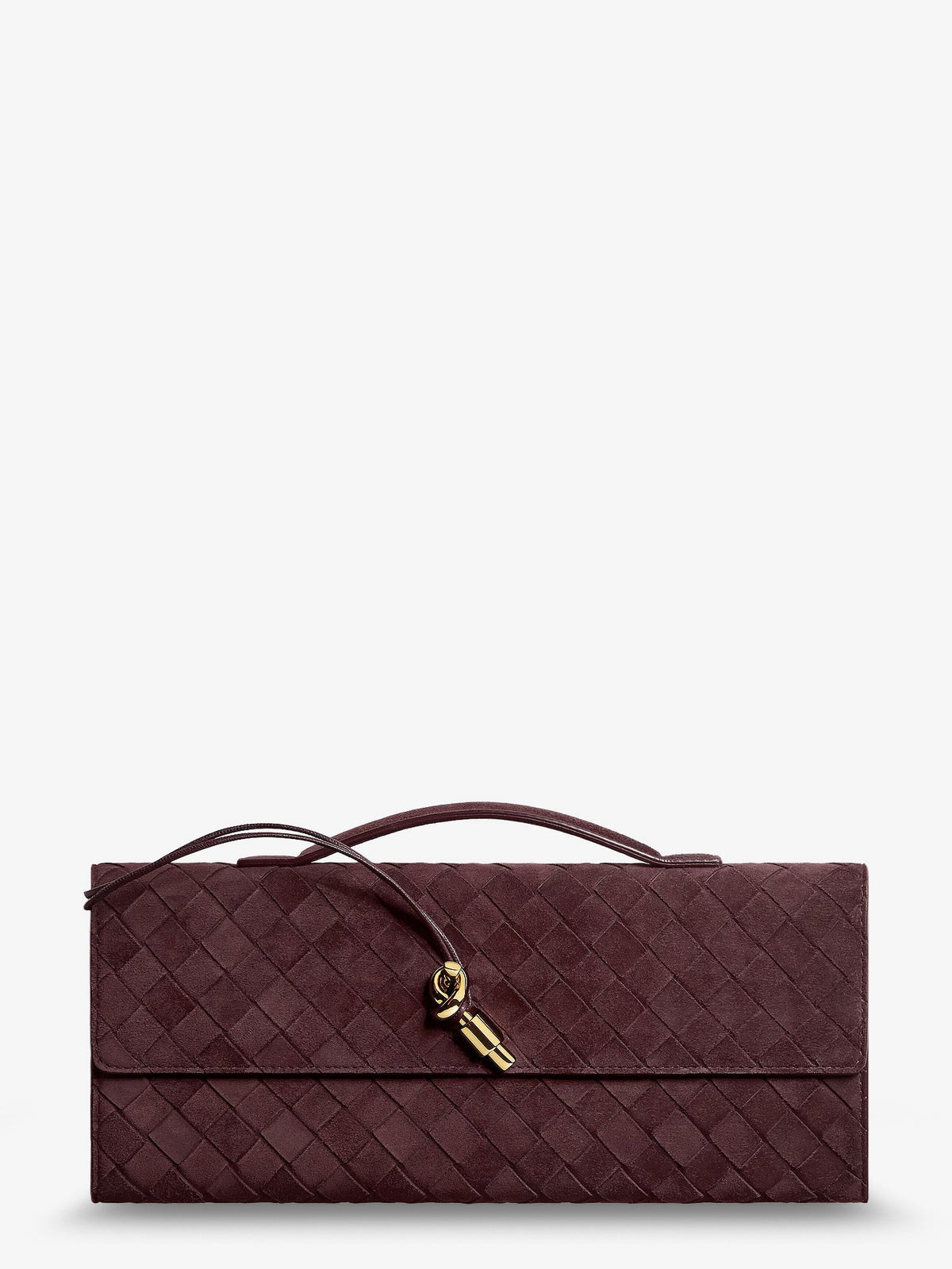 Bottega Veneta Women's Andiamo Suede Clutch DEEP MAHOGANY-M B
