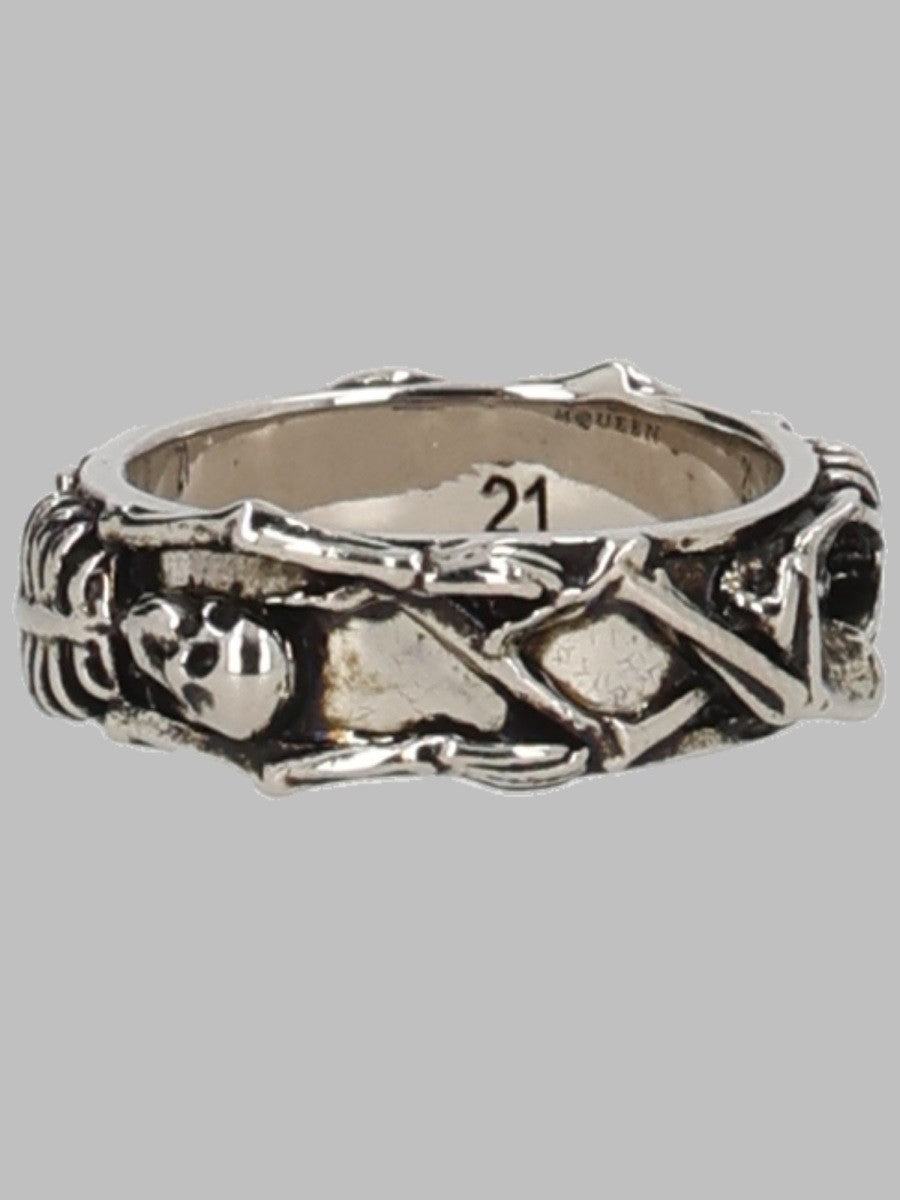 Alexander McQueen Men's Anello Dancing Skeleton Silver