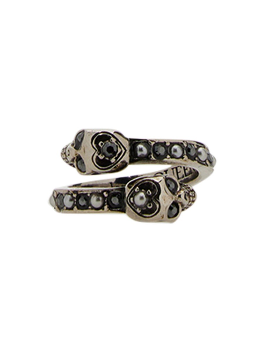 Alexander McQueen Women's Anello Twin Skull Silver