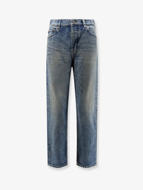 Saint Laurent Women's Ankle Midi Blue Denim Jeans Blue