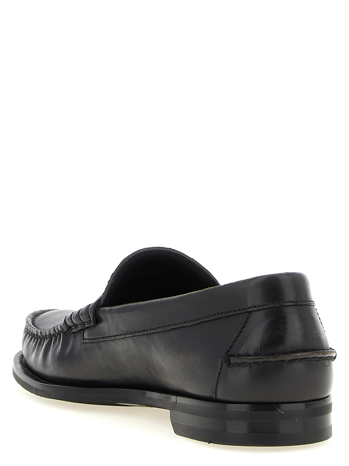 PRADA Antiqued Leather Loafers Black