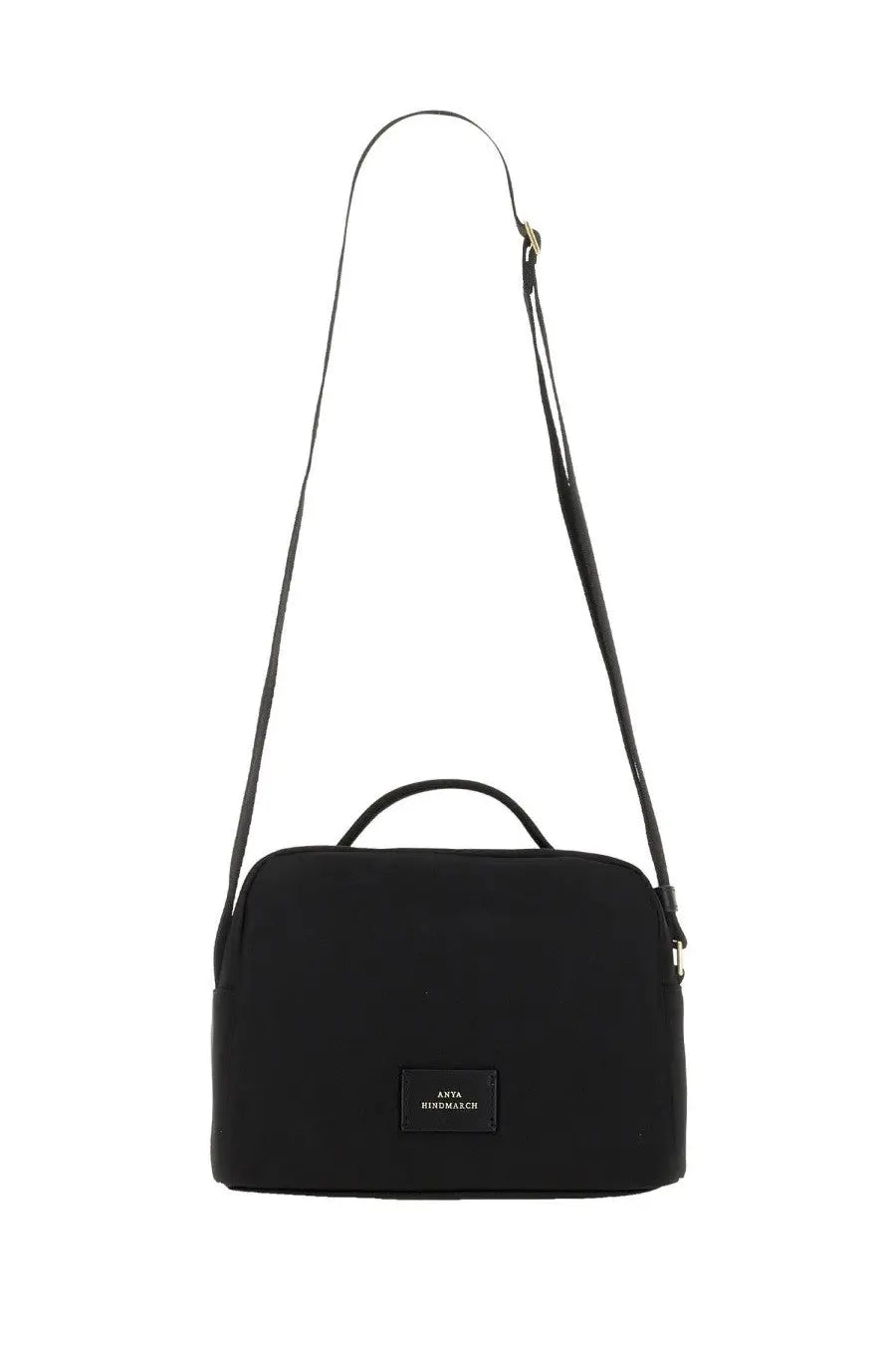 Black anya hindmarch women’s eyes shoulder bag crossbody with sleek minimalist design and adjustable strap