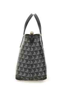 Anya Hindmarch women’s AM plastic bag tote bag black with black and gray geometric pattern and white stitched edges