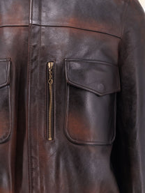 Golden Goose Men's Archive Distressed Effect Leather Jacket Brown