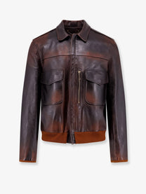 Golden Goose Men's Archive Distressed Effect Leather Jacket Brown