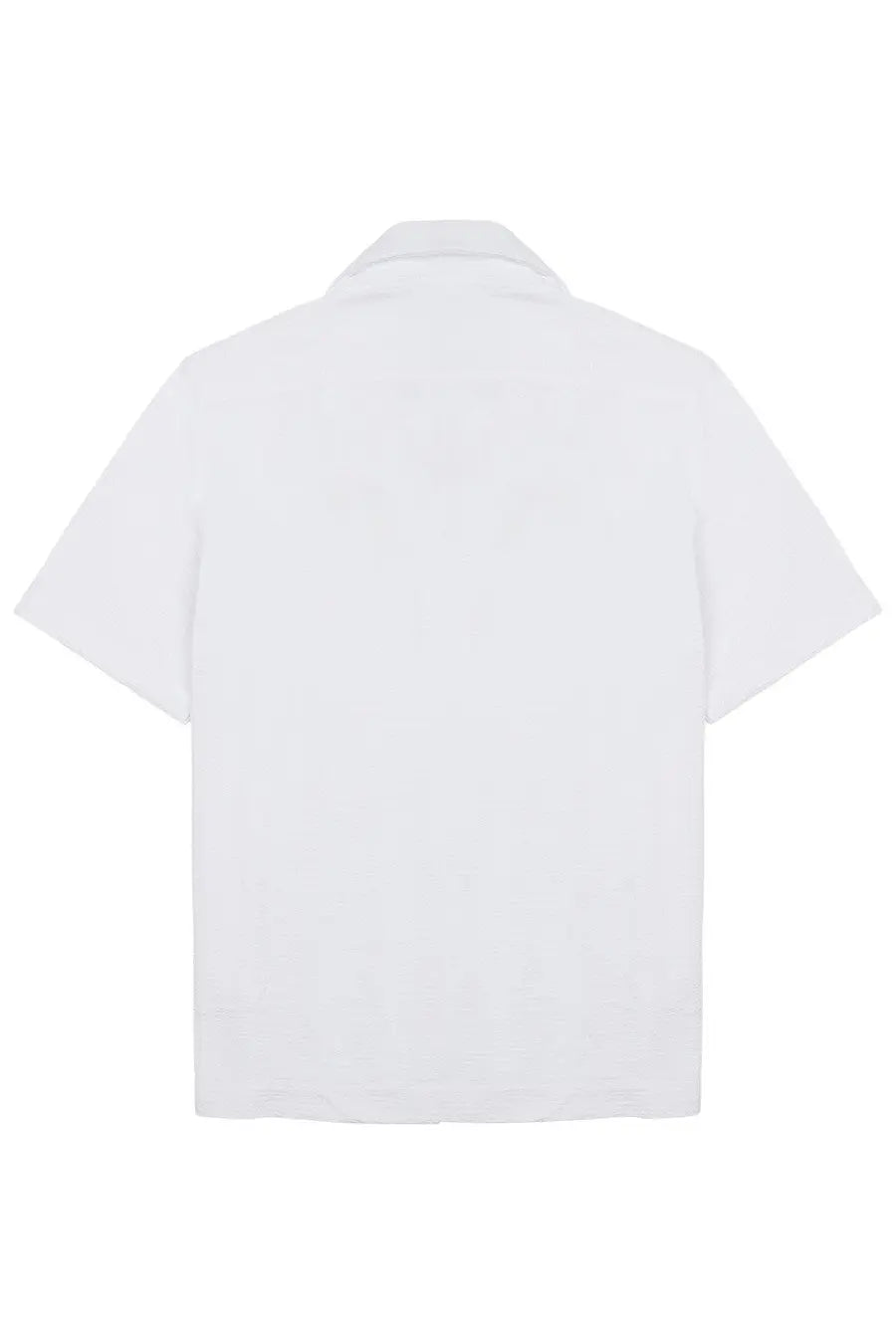 Archivium be updated men’s white short-sleeved button-up shirt with classic collar and minimalist design
