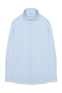 Archivium be updated men’s camicia light blue and white striped dress shirt in technical fabric with classic collar and button front