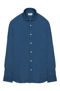 Archivium be updated men’s camicia in tessuto tecnico blue navy dress shirt with classic collar and white buttons