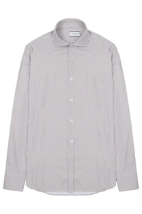 Archivium be updated men’s camicia crisp long-sleeved dress shirt in gray white vertical stripe technical fabric