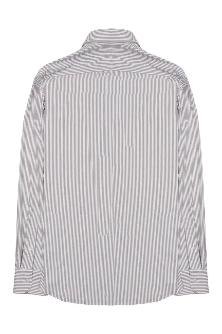 Archivium be updated men’s camicia crisp gray and white striped long-sleeved shirt in tessuto tecnico brown fabric
