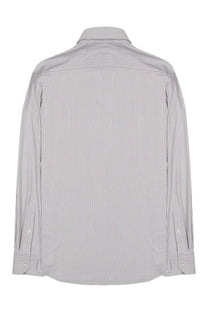Archivium be updated men’s camicia crisp gray and white striped long-sleeved shirt in tessuto tecnico brown fabric