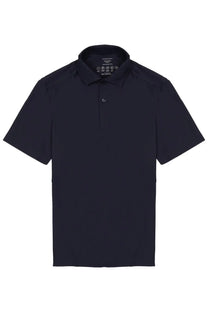 A sleek navy blue archivium be updated men’s short-sleeved polo shirt with classic collar and button placket