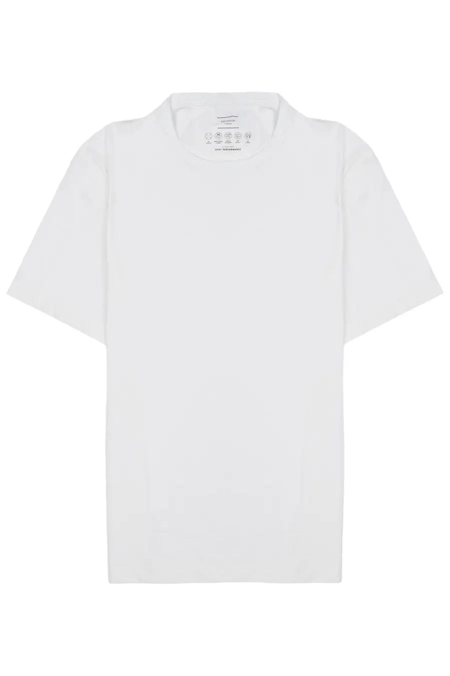 Archivium be updated men’s white short-sleeved crew neck t-shirt in tessuto tecnico with minimalist design and subtle brand label