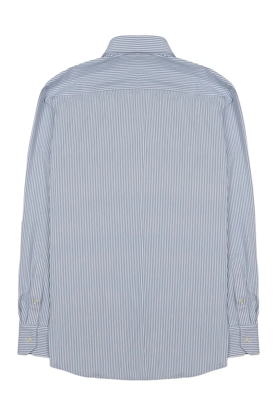 Archivium be updated men’s long-sleeved button-down shirt with crisp blue and white vertical stripes and folded cuffs