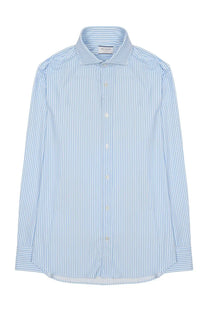 Archivium be updated men’s striped shirt in light blue and white vertical stripes with classic collar and button front