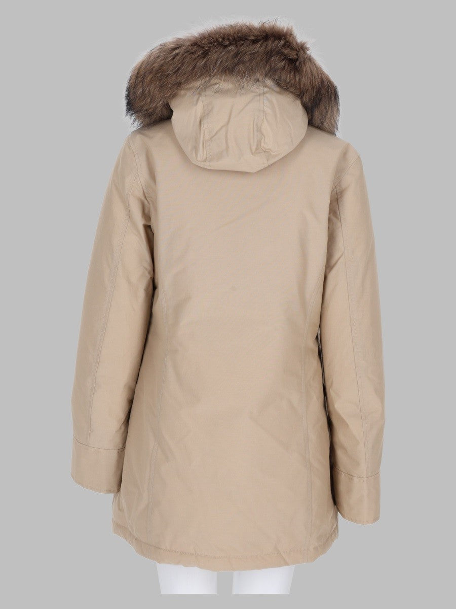 Woolrich Women's Arctic Parka in Ramar Cloth Con Pelliccia Removibile Beige