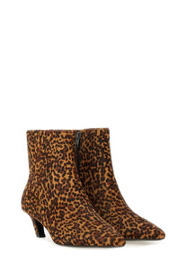 Ash women’s boot Vicky pattern brown and black leopard print ankle boots with pointed toe and low heel